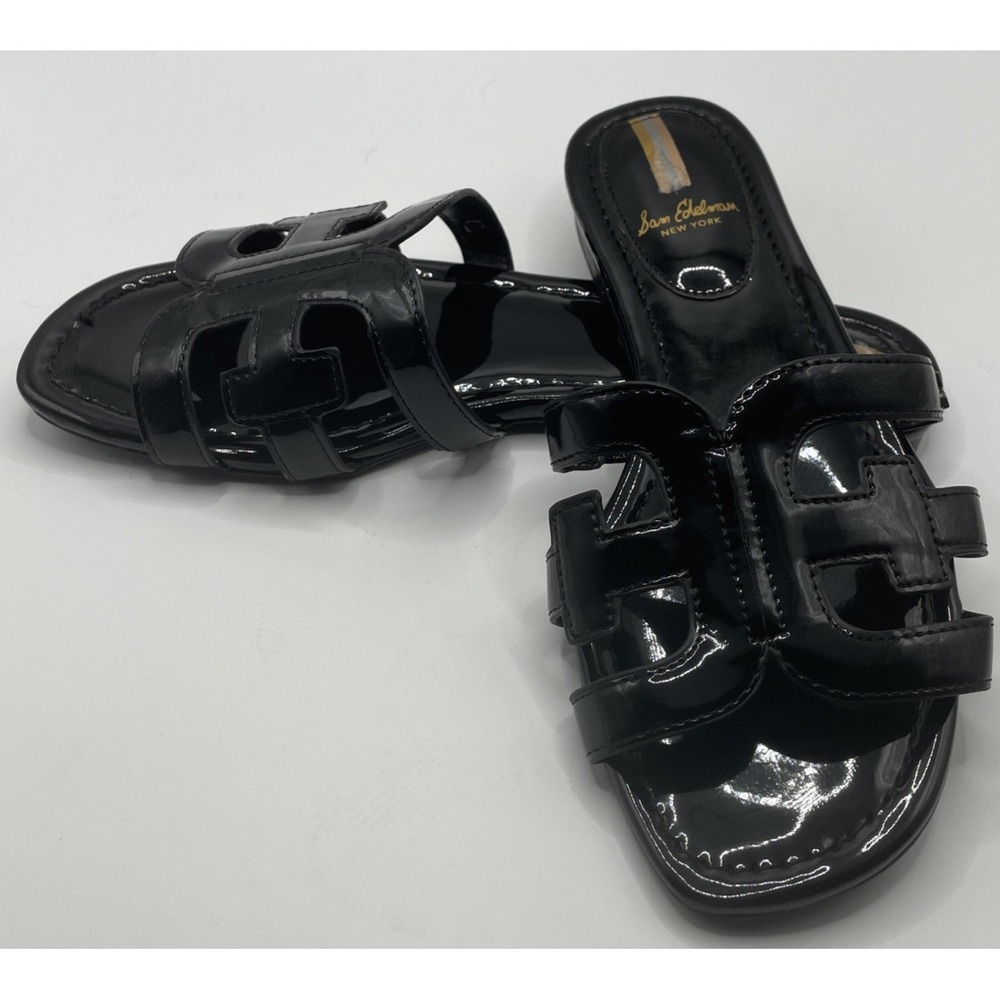 Sam Edelman Women's "Bay" Black Patent Leather Slip On Slides Sandals Women 8.5 - Picture 6 of 8